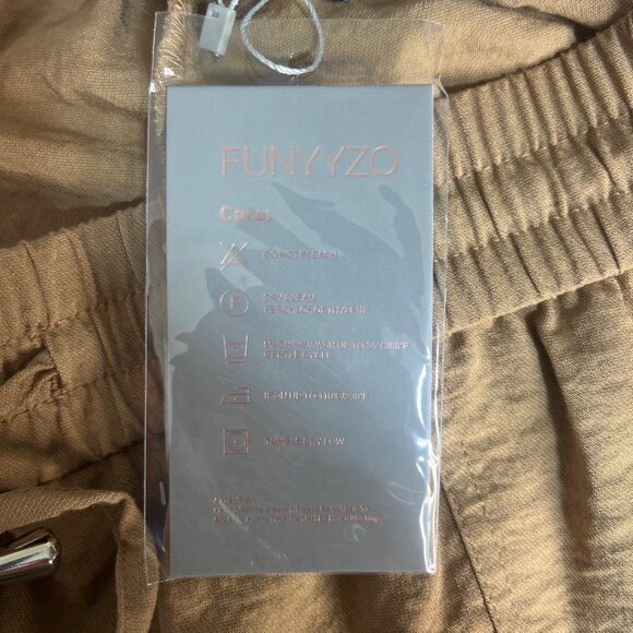 Funyyzo Wide Leg Pants Womens XL Brown New Elastic Waist - Picture 9 of 9